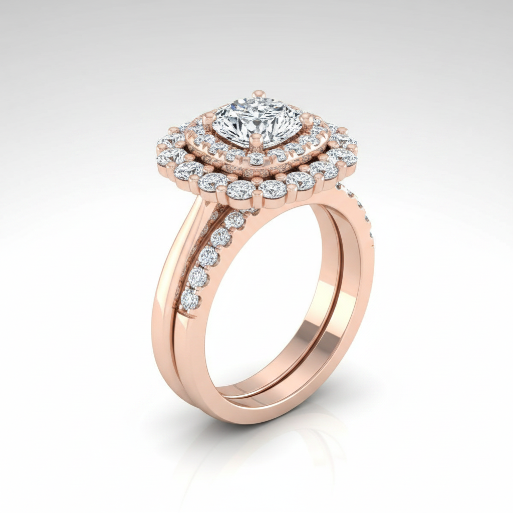 The Arietta Matching Wedding Band, Cushion in 14K Rose Gold