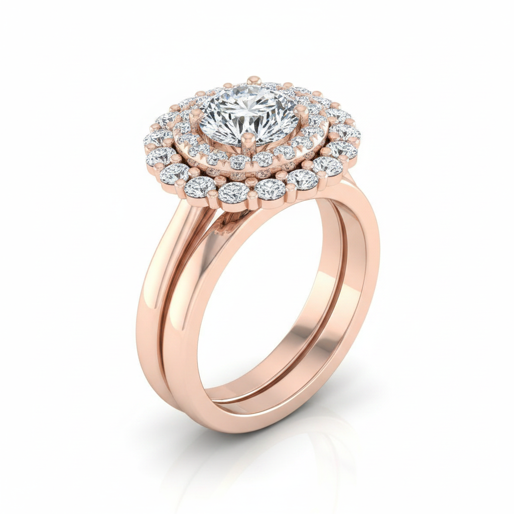The Arietta Matching Wedding Band, Round in 14K Rose Gold