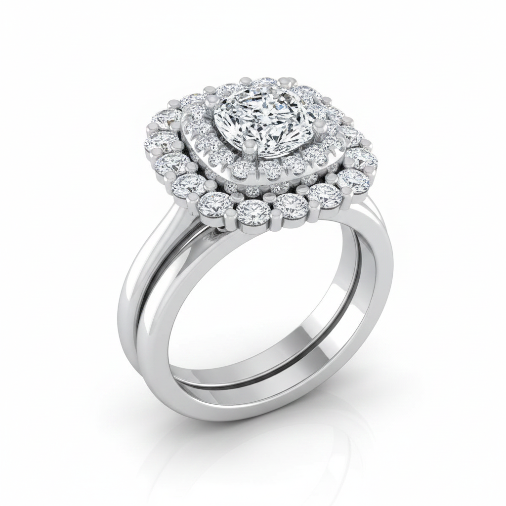 The Arietta Matching Wedding Band, Cushion in 18K White Gold