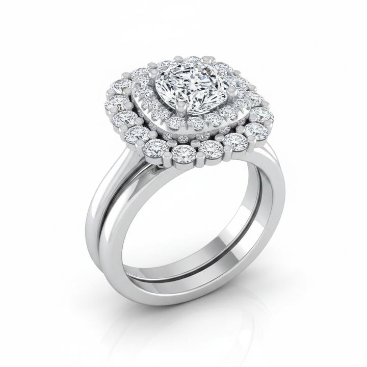 The Arietta Matching Wedding Band, Cushion in 18K White Gold | RockHer
