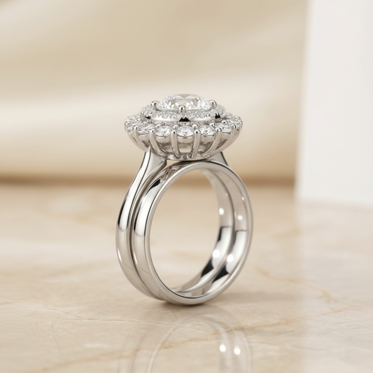 The Arietta Matching Wedding Band, Round in 18K White Gold