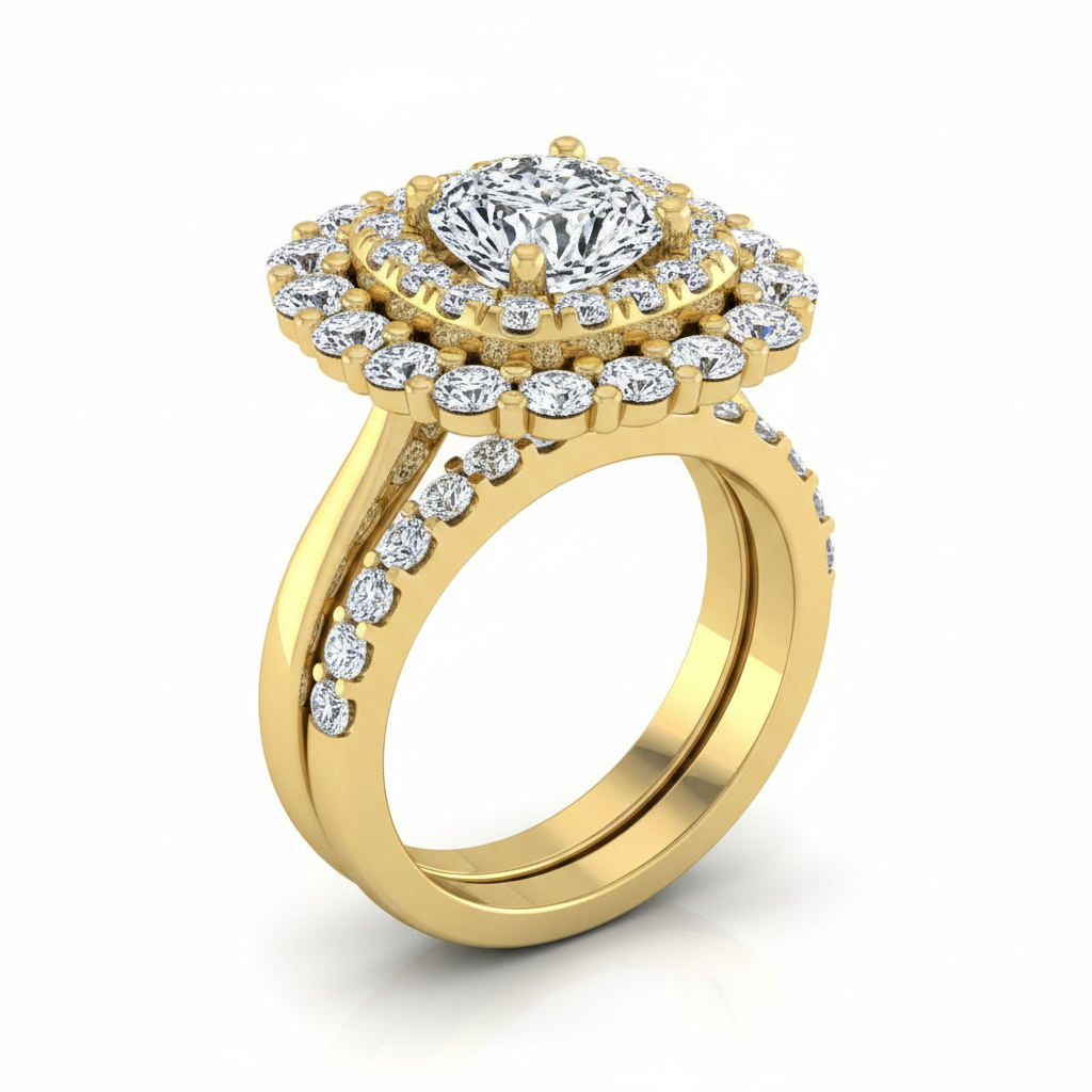The Arietta Matching Wedding Band, Cushion in 18K Yellow Gold