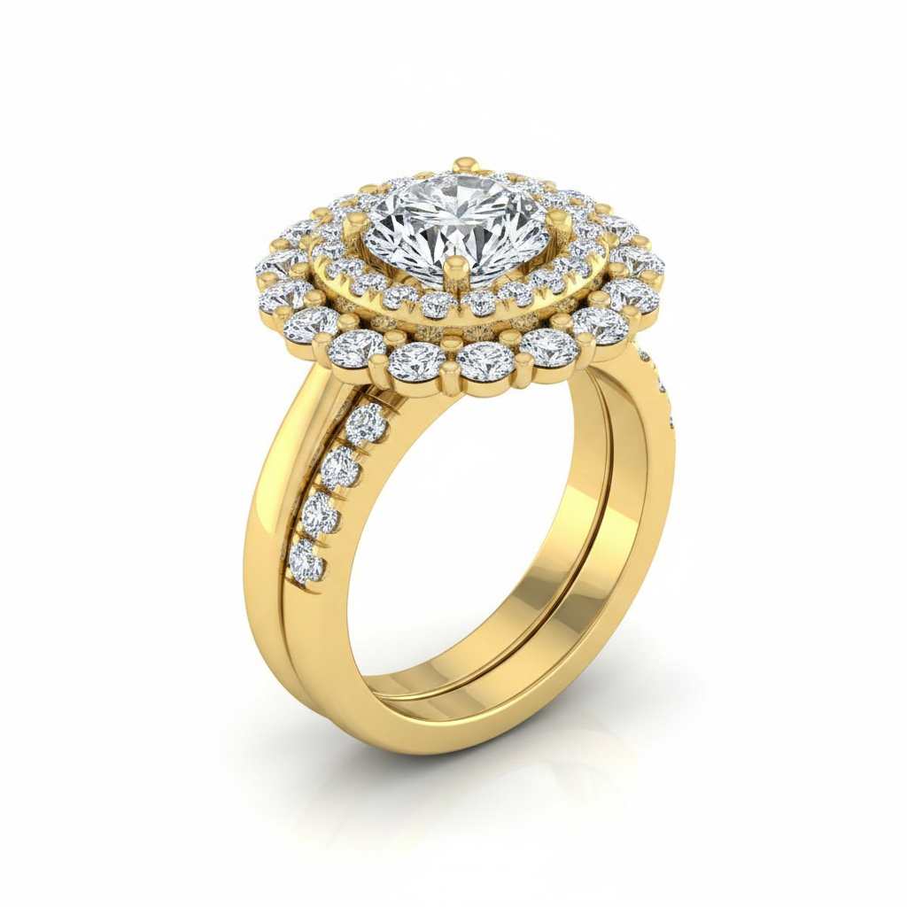 The Arietta Matching Wedding Band, Round in 18K Yellow Gold