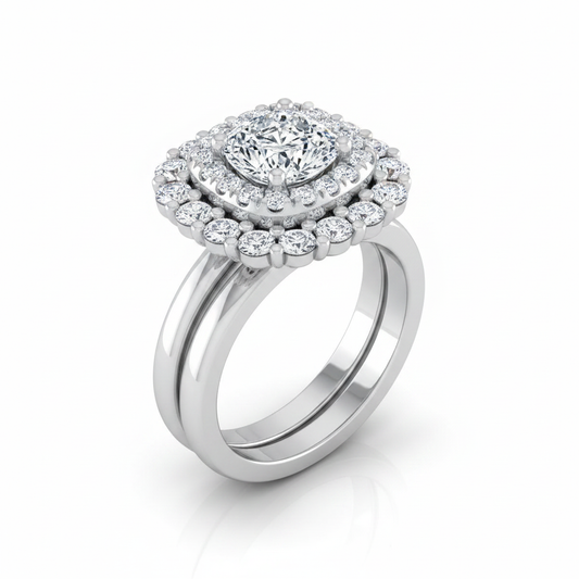 The Arietta Matching Wedding Band, Cushion in Platinum