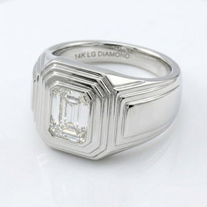 Women's Art Deco lab-grown diamond letter signet ring in Platinum, letter D, product photography
