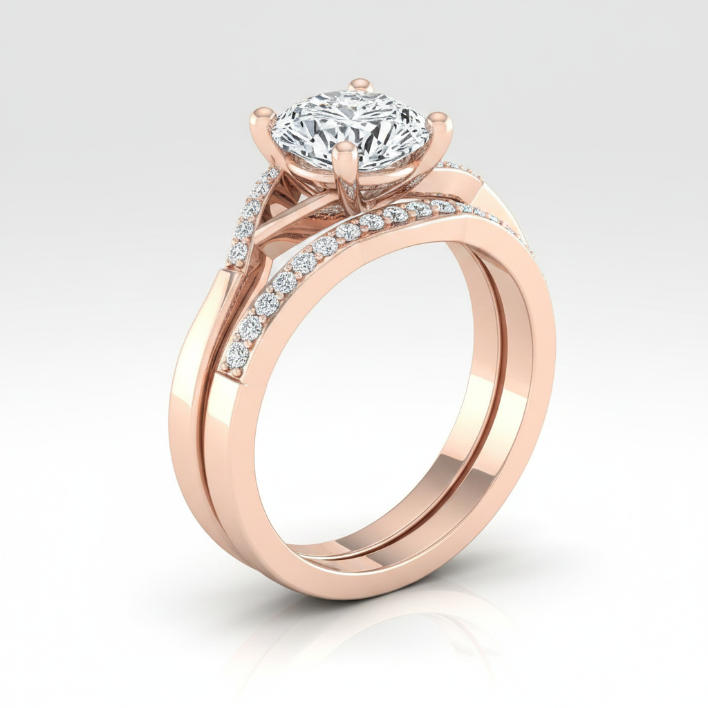 The Athena Matching Wedding Band, Oval in 14K Rose Gold