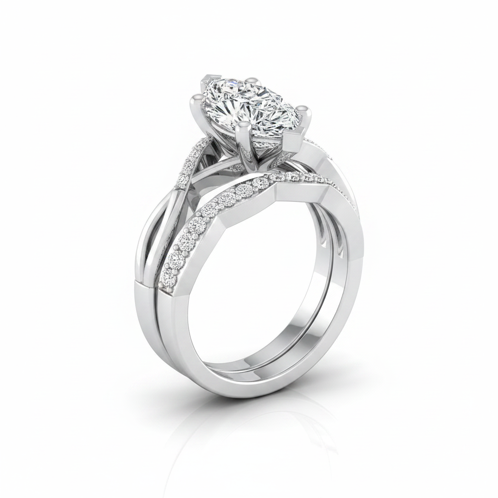 The Athena Matching Wedding Band, Marquise in 18K White Gold