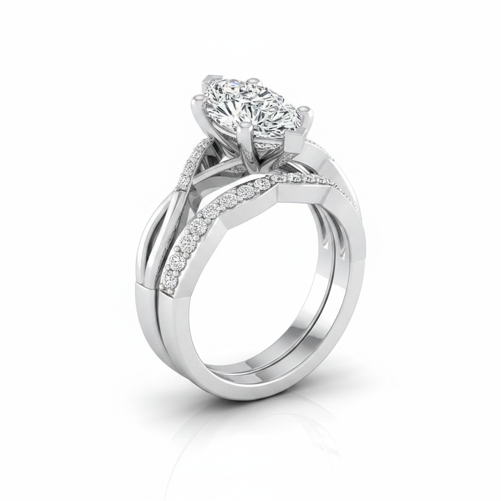 The Athena Matching Wedding Band, Marquise in 18K White Gold | RockHer