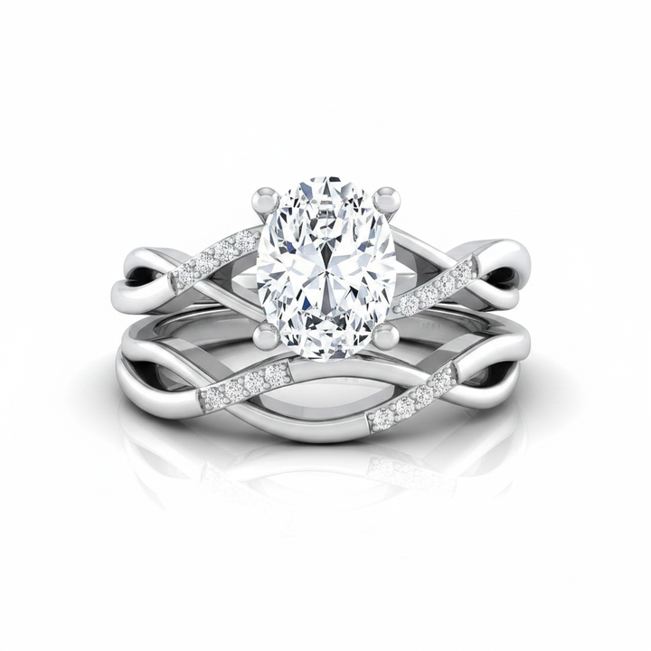 The Athena Matching Wedding Band, Oval in 18K White Gold | RockHer