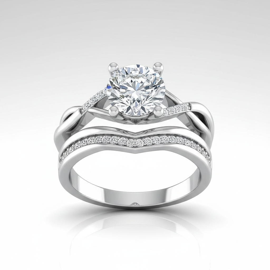 The Athena Matching Wedding Band, Round in 18K White Gold