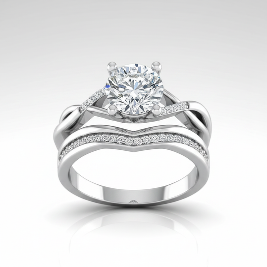 The Athena Matching Wedding Band, Round in 18K White Gold