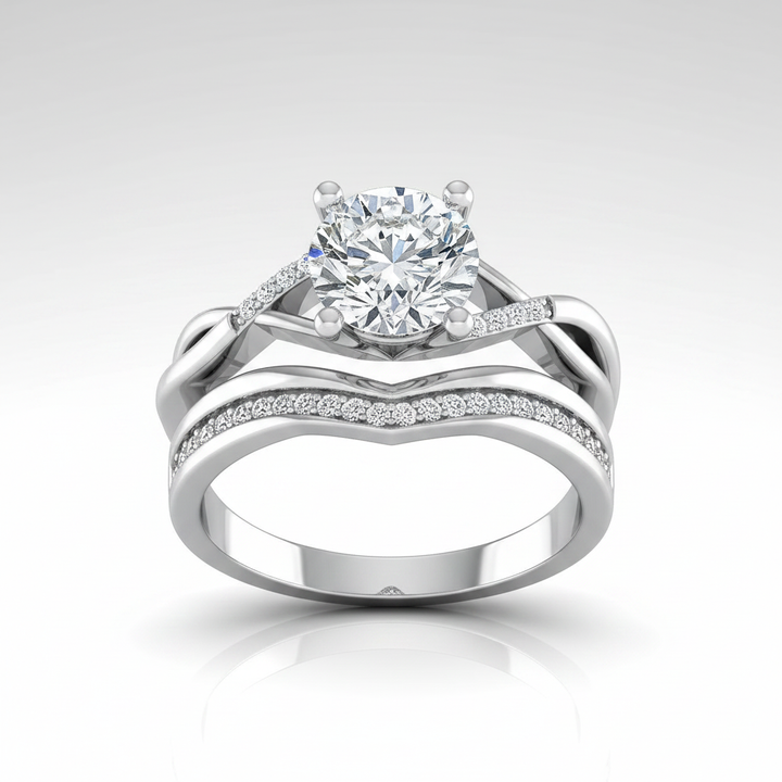 The Athena Matching Wedding Band, Round in 18K White Gold | RockHer