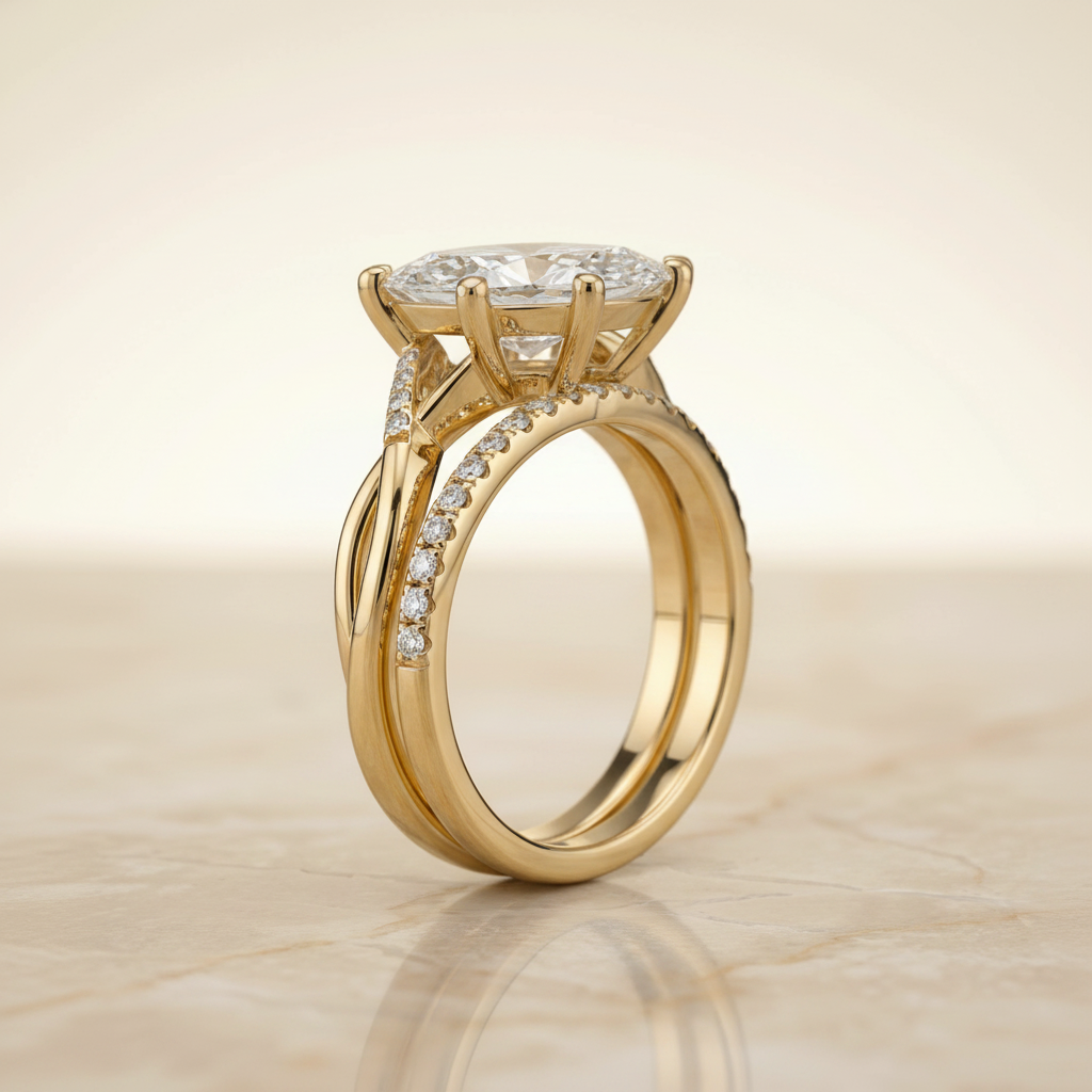 The Athena Matching Wedding Band, Marquise in 18K Yellow Gold