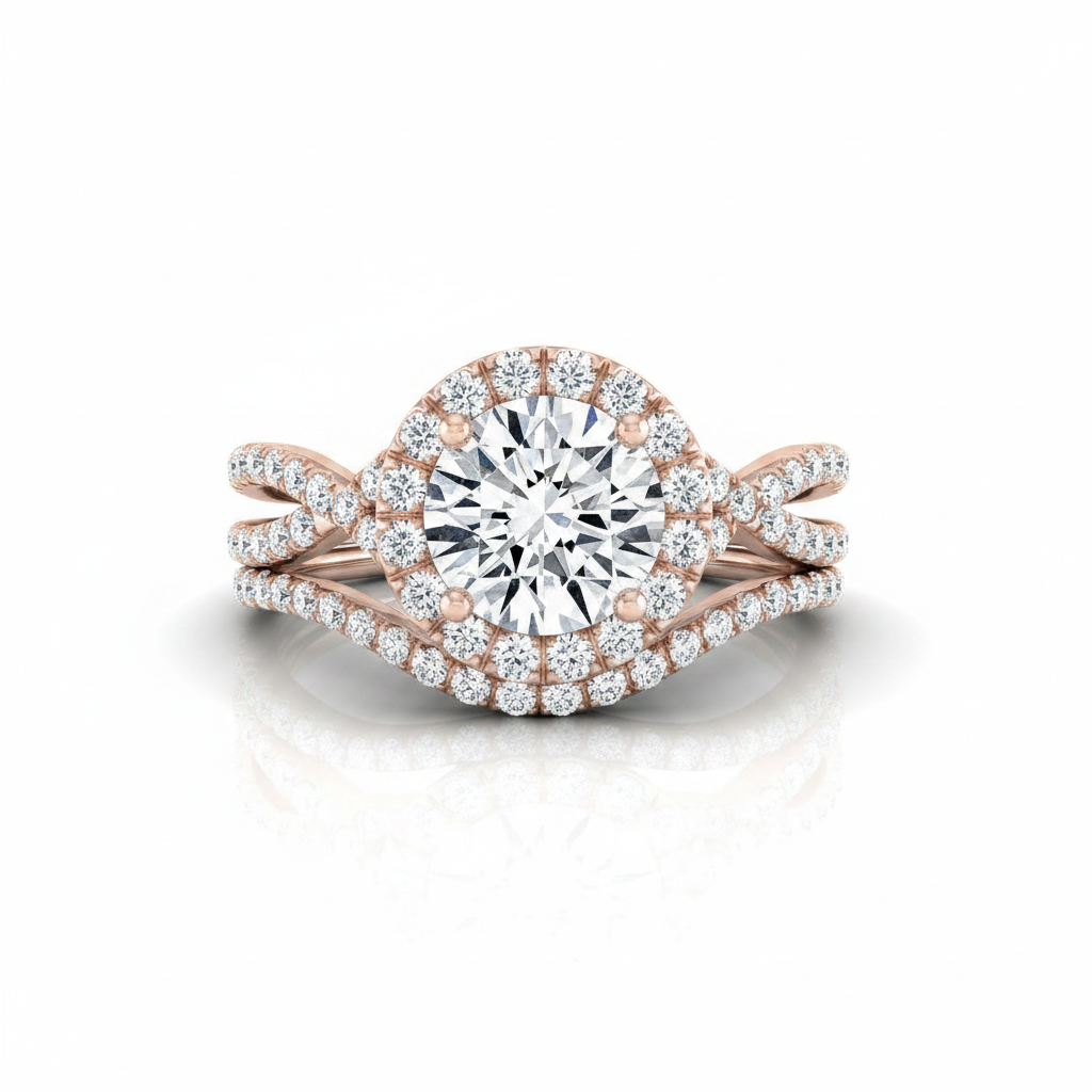 The Audra Matching Wedding Band, Round in 14K Rose Gold