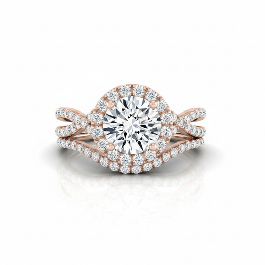 The Audra Matching Wedding Band, Round in 14K Rose Gold