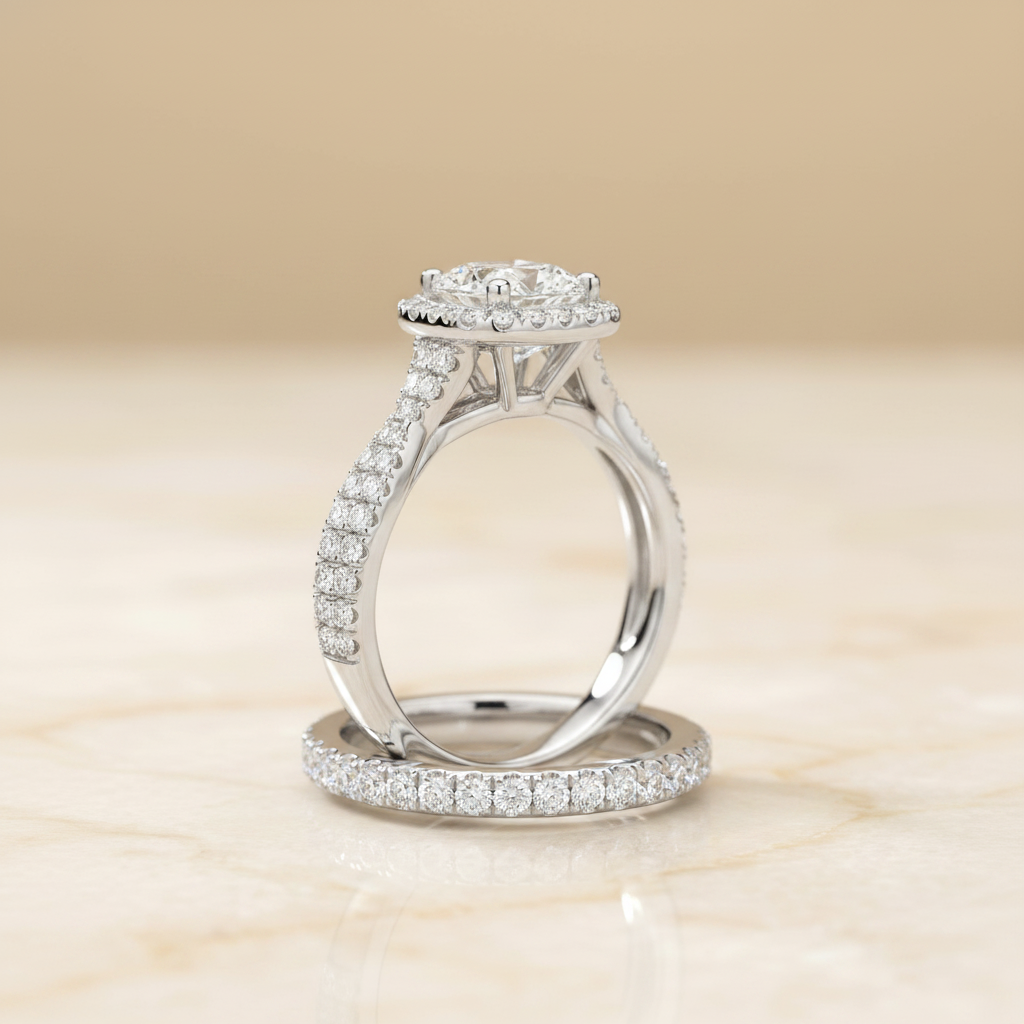 The Audra Matching Wedding Band, Cushion in 18K White Gold