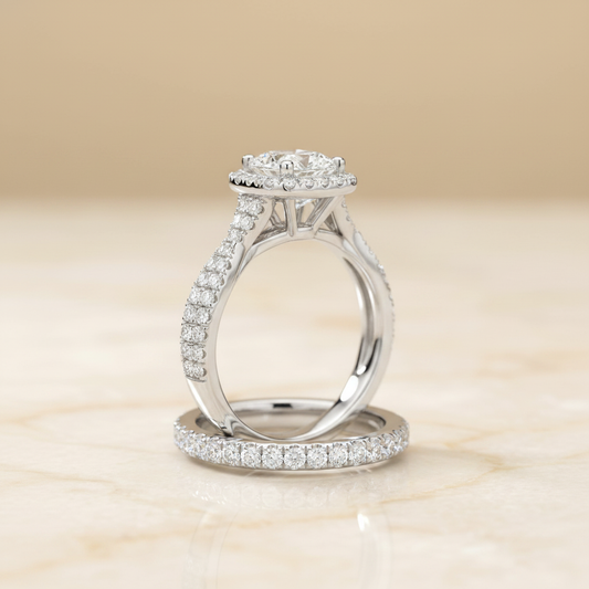The Audra Matching Wedding Band, Cushion in 18K White Gold