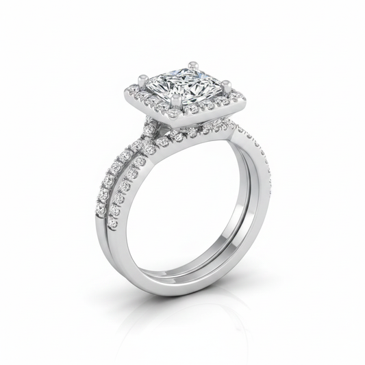The Audra Matching Wedding Band, Princess in 18K White Gold