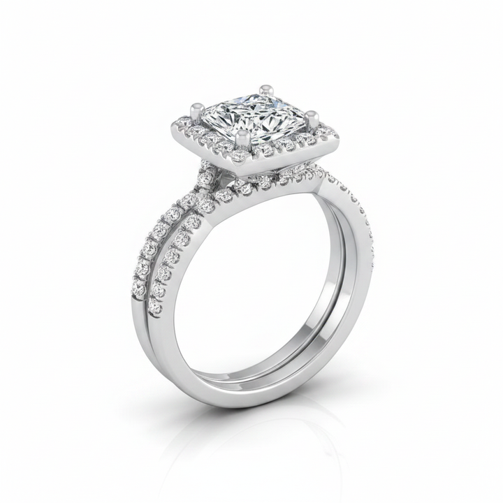 The Audra Matching Wedding Band, Princess in 18K White Gold