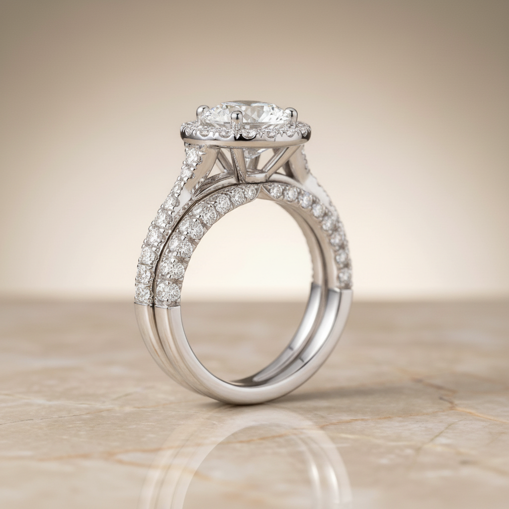 The Audra Matching Wedding Band, Round in 18K White Gold