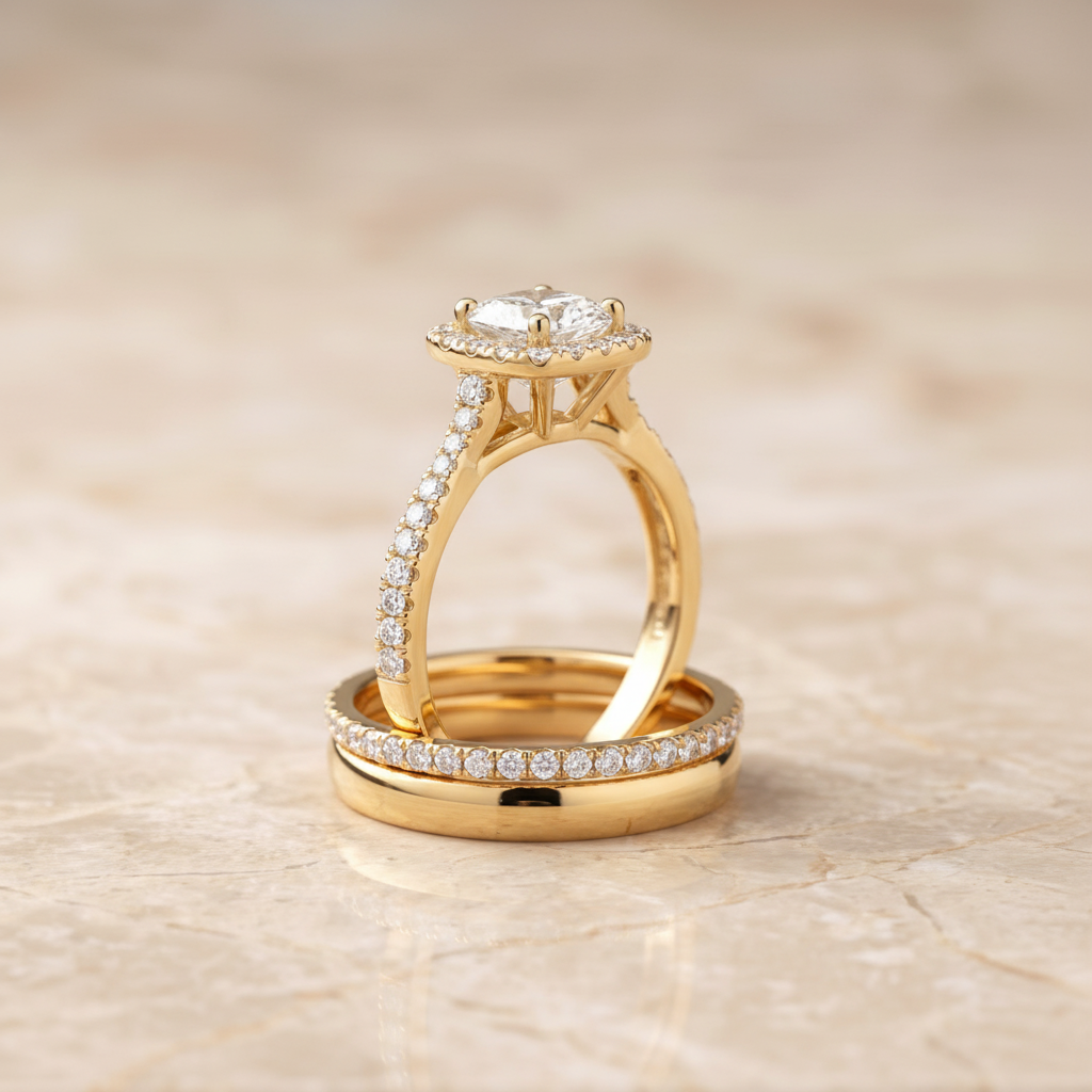 The Audra Matching Wedding Band, Cushion in 18K Yellow Gold