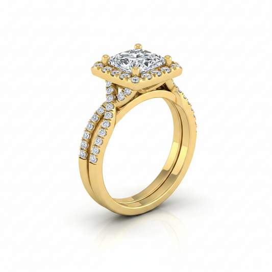 The Audra Matching Wedding Band, Princess in 18K Yellow Gold