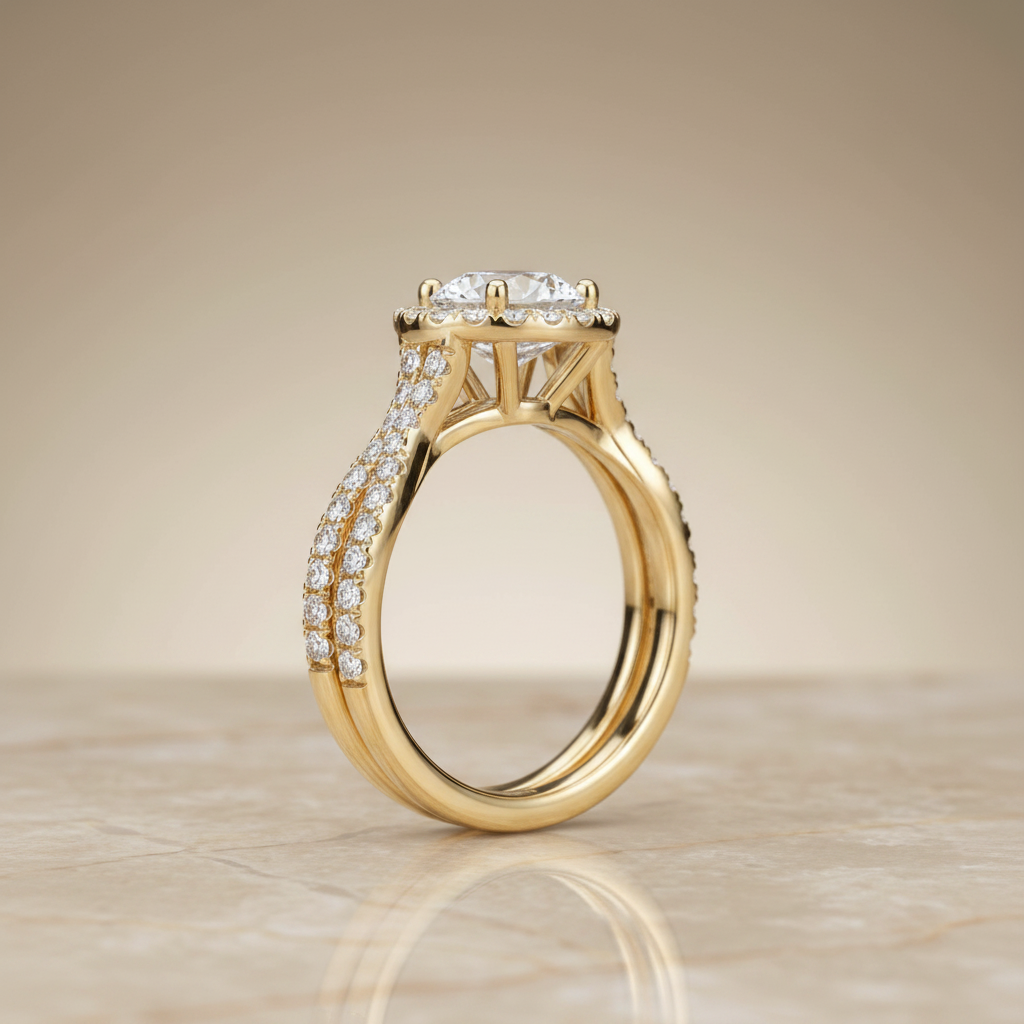 The Audra Matching Wedding Band, Round in 18K Yellow Gold