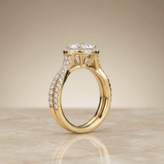 The Audra Matching Wedding Band, Round in 18K Yellow Gold