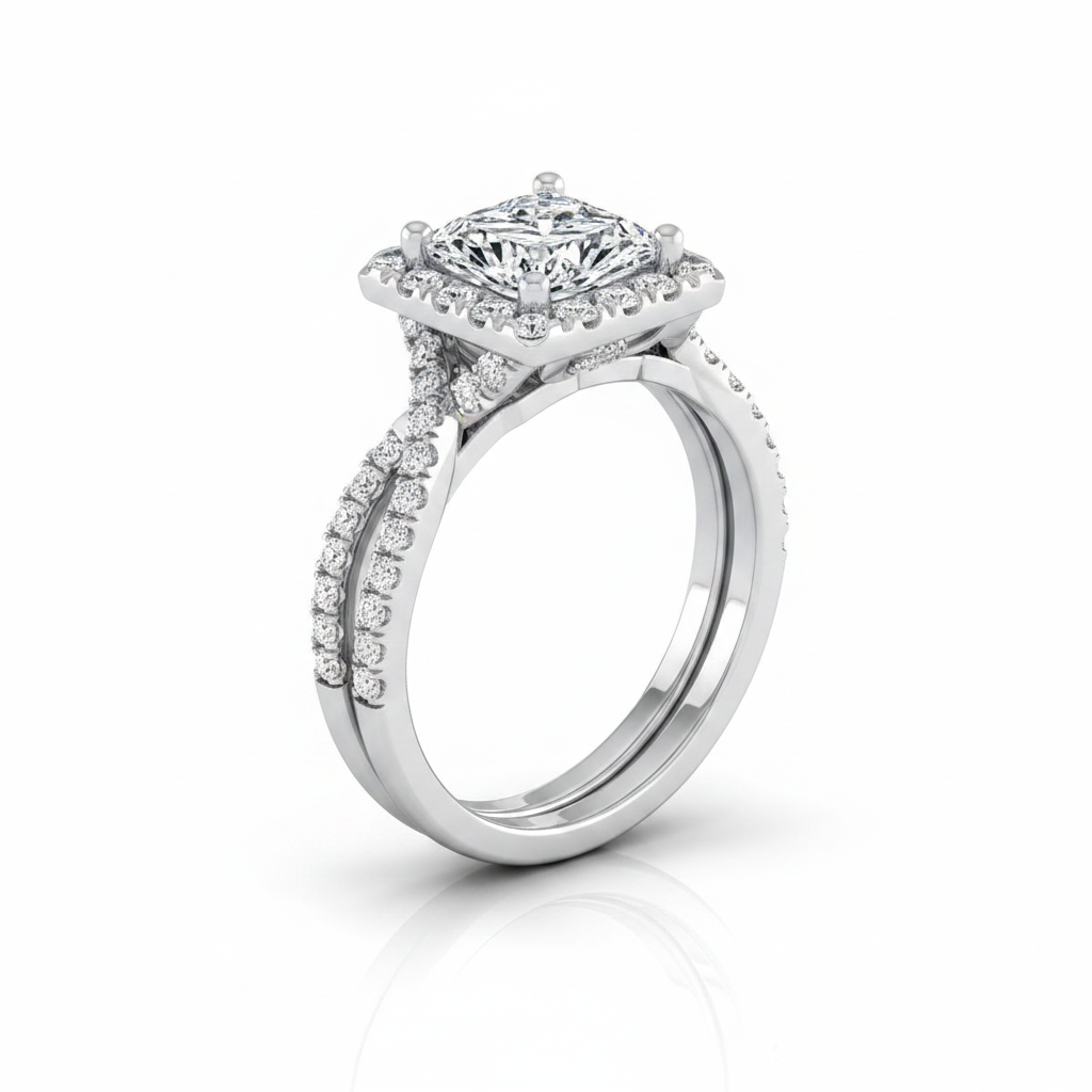 The Audra Matching Wedding Band, Princess in Platinum