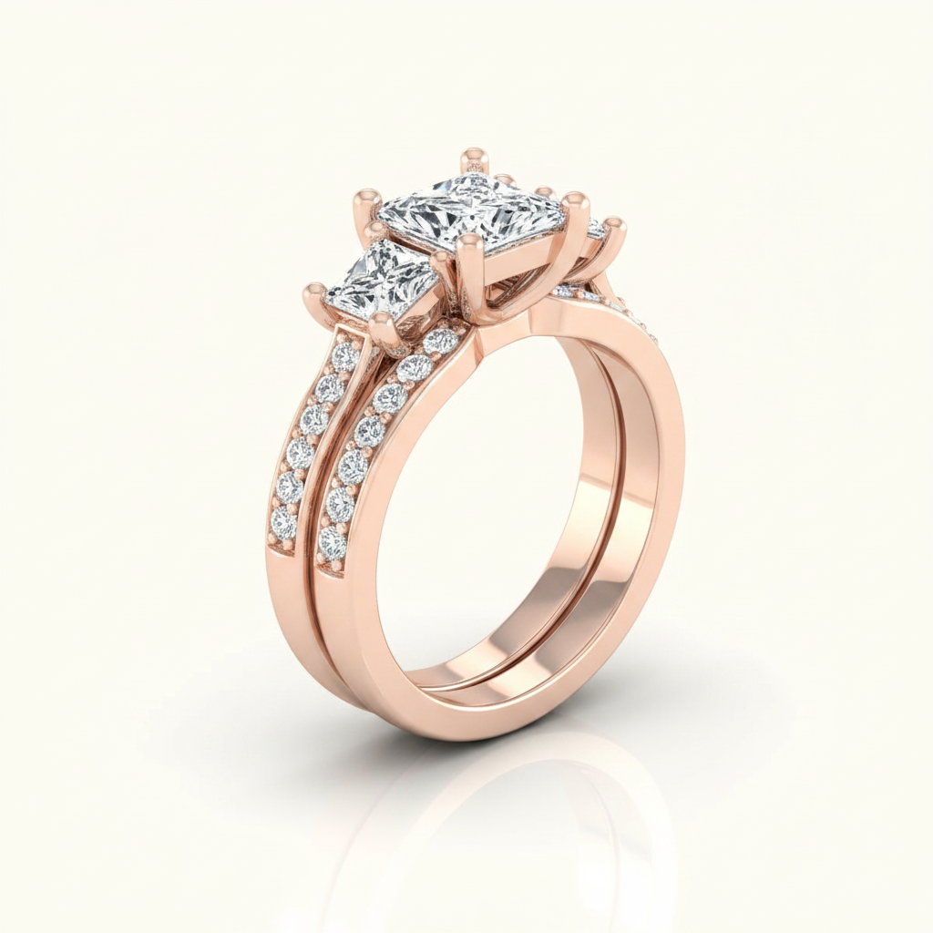 The Avery Matching Wedding Band, Princess in 14K Rose Gold