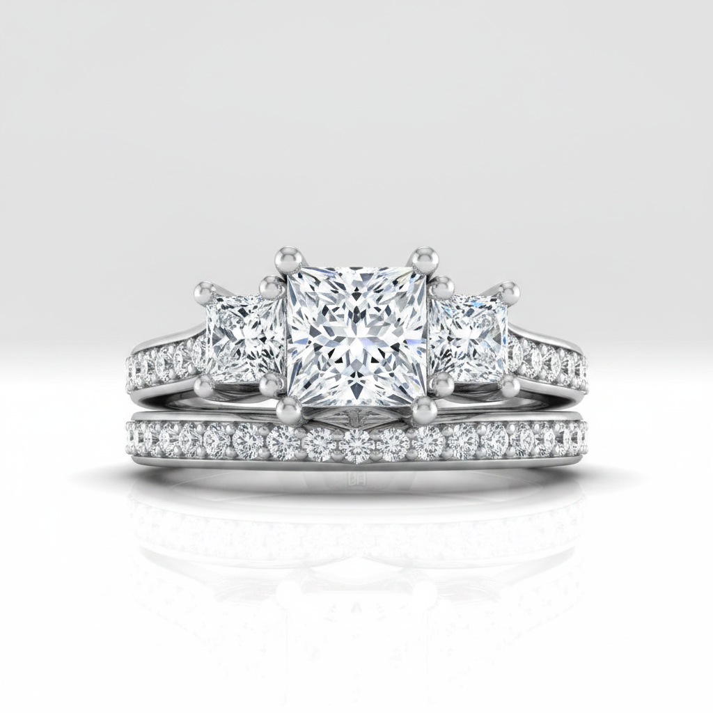 The Avery Matching Wedding Band, Princess in 18K White Gold