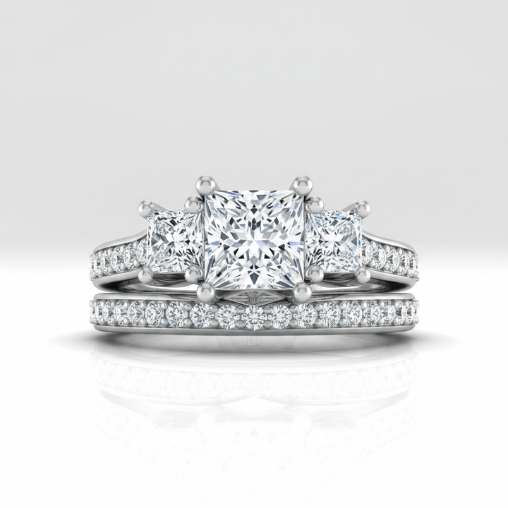 The Avery Matching Wedding Band, Princess in 18K White Gold | RockHer