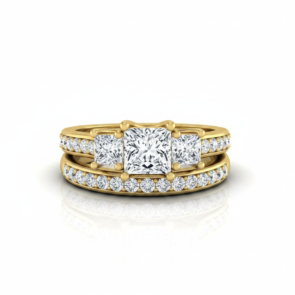 The Avery Matching Wedding Band, Princess in 18K Yellow Gold