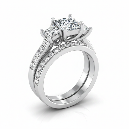 The Avery Matching Wedding Band, Princess in Platinum