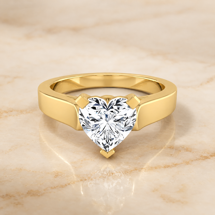 The Charlotte Cathedral Squared Edge Solitaire Heart Engagement Ring Setting in 18K Yellow Gold