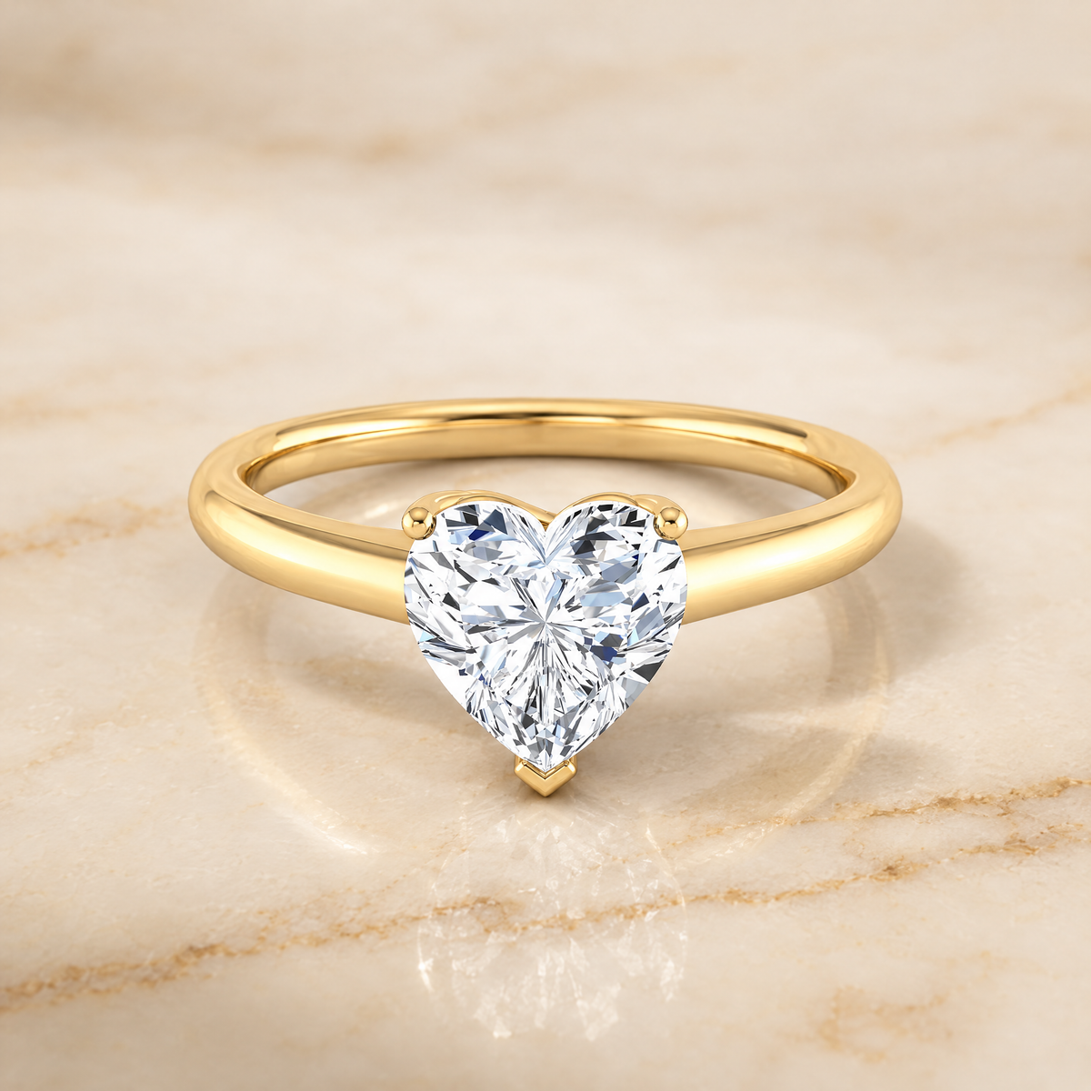 The Viola Contemporary Comfort Fit Flat Shank Solitaire Heart Engagement Ring Setting in 18K Yellow Gold