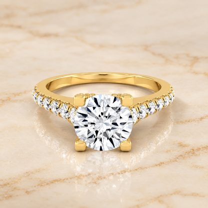 The Mimi Graduated Linear Pavé Round Engagement Ring Setting in 18K Yellow Gold