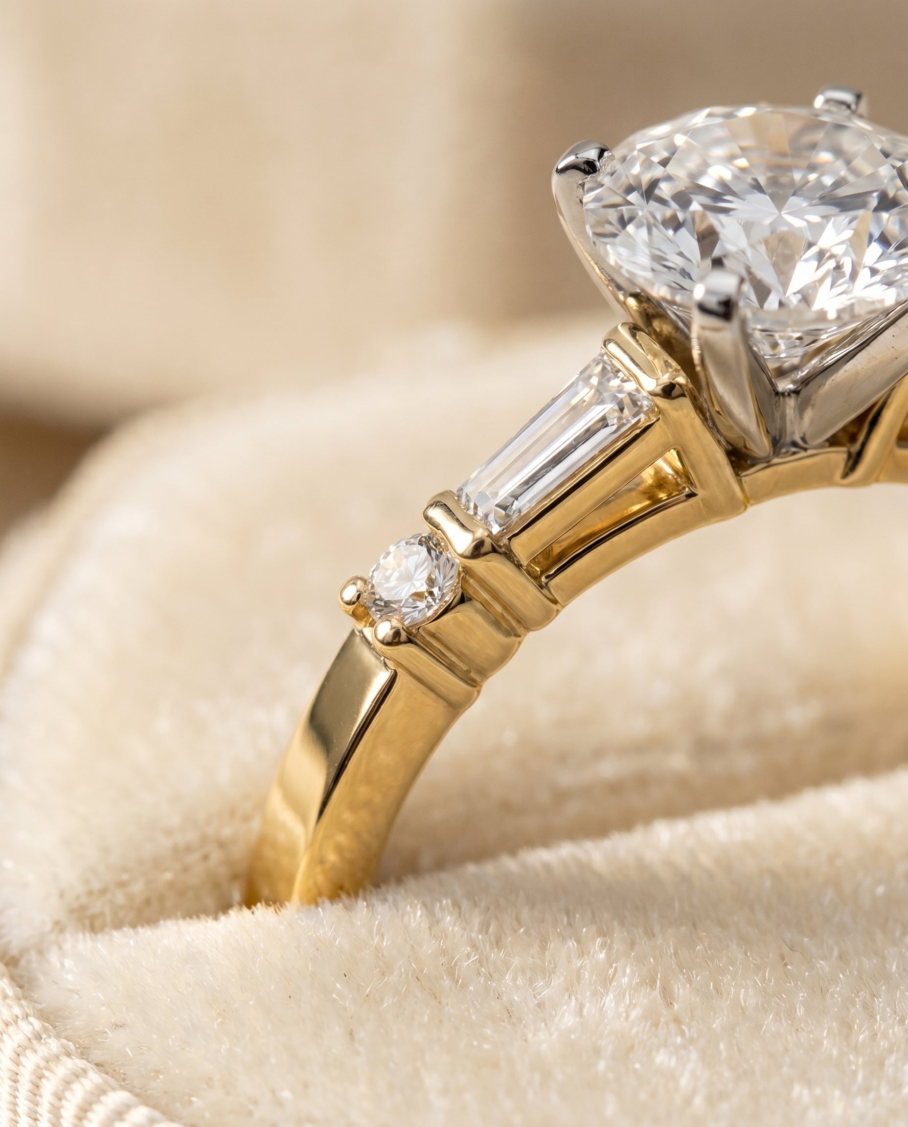 18K Yellow Gold band of The Diana round engagement ring setting | RockHer