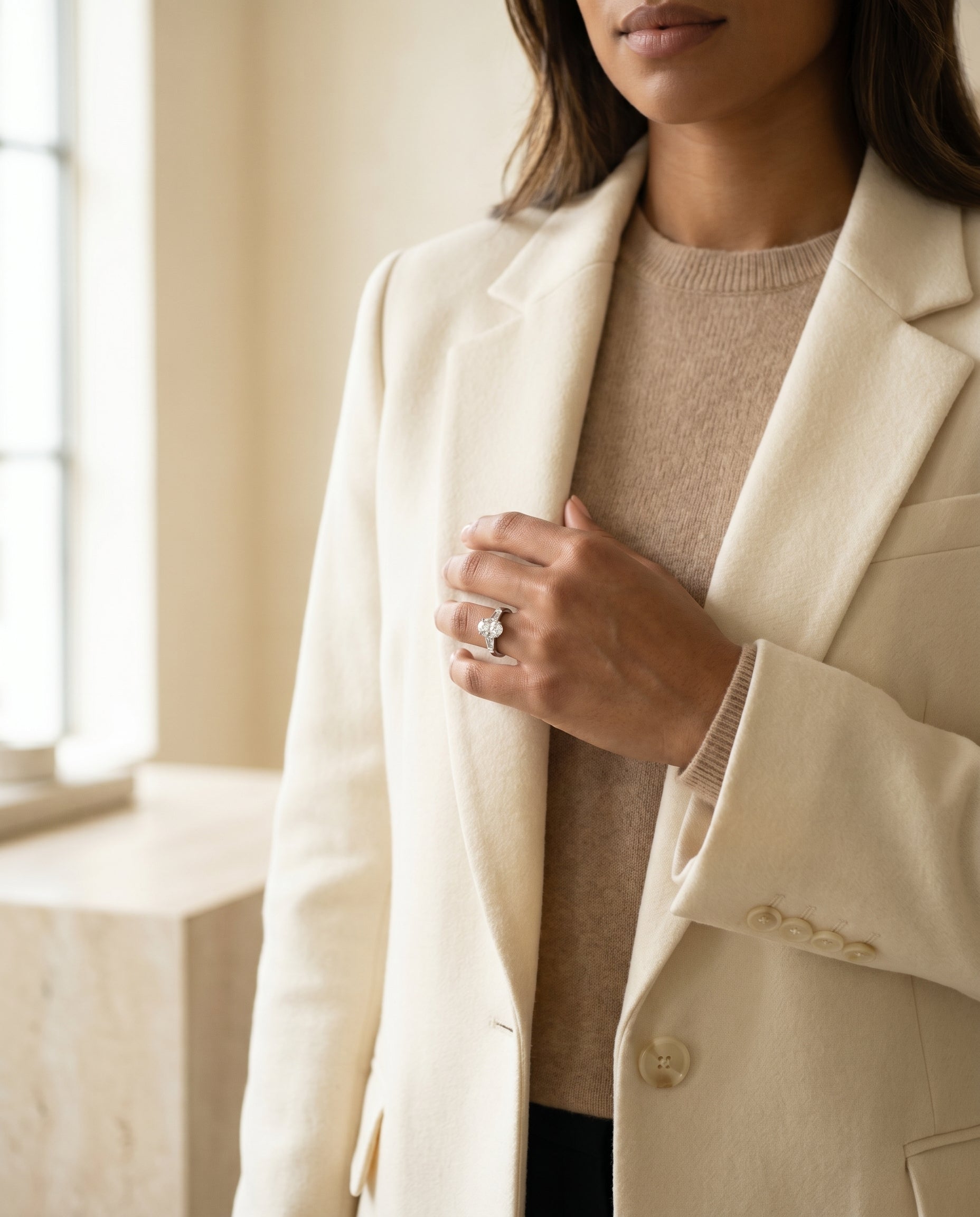 Made to order: The Diana oval engagement ring setting in Platinum | RockHer