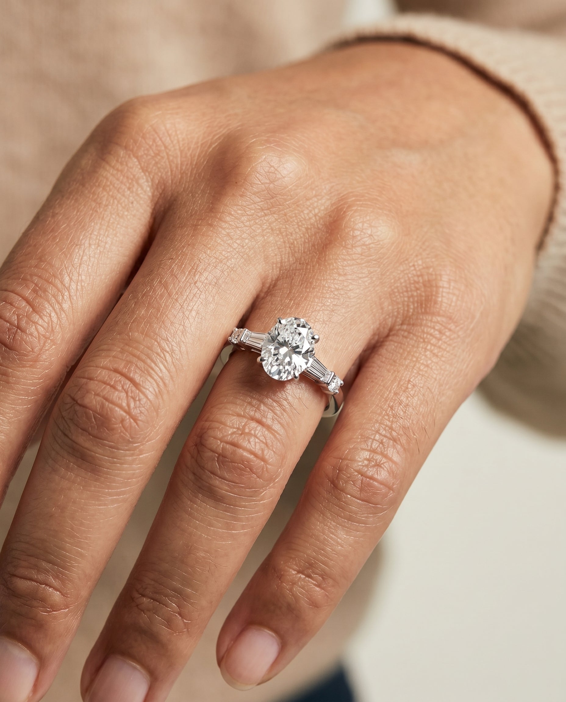 The Diana setting for oval diamonds, made to order in Platinum | RockHer