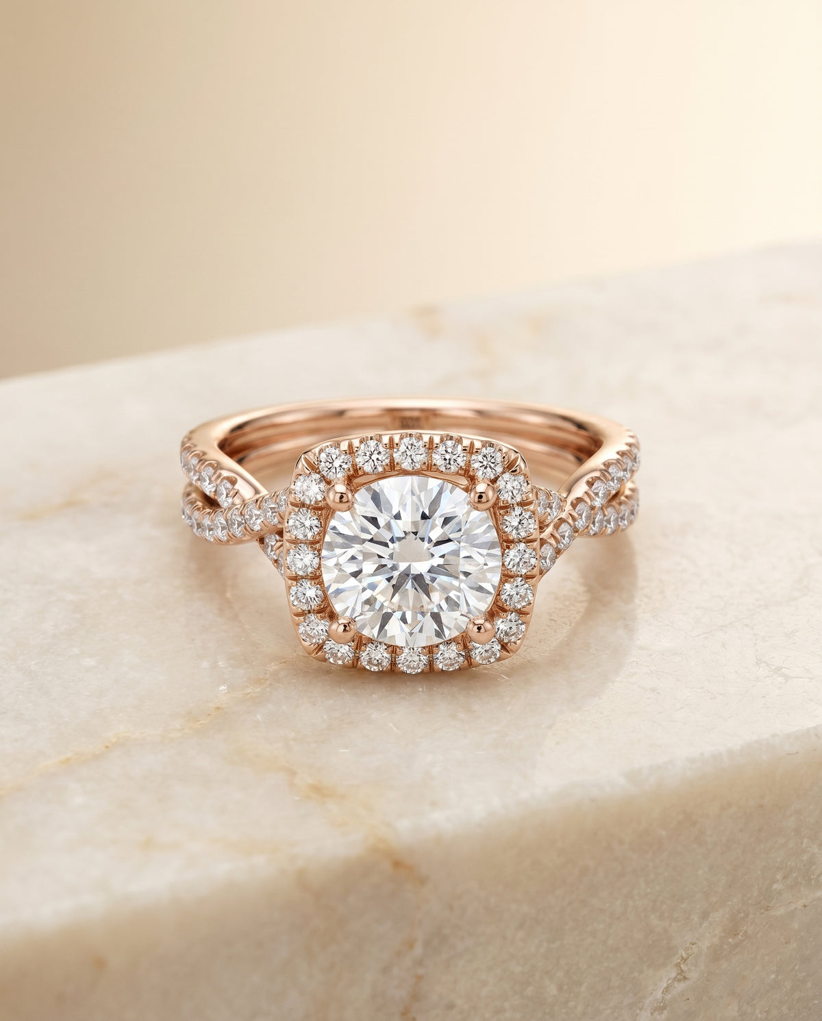 The Shania round engagement ring setting in 14K Rose Gold | RockHer