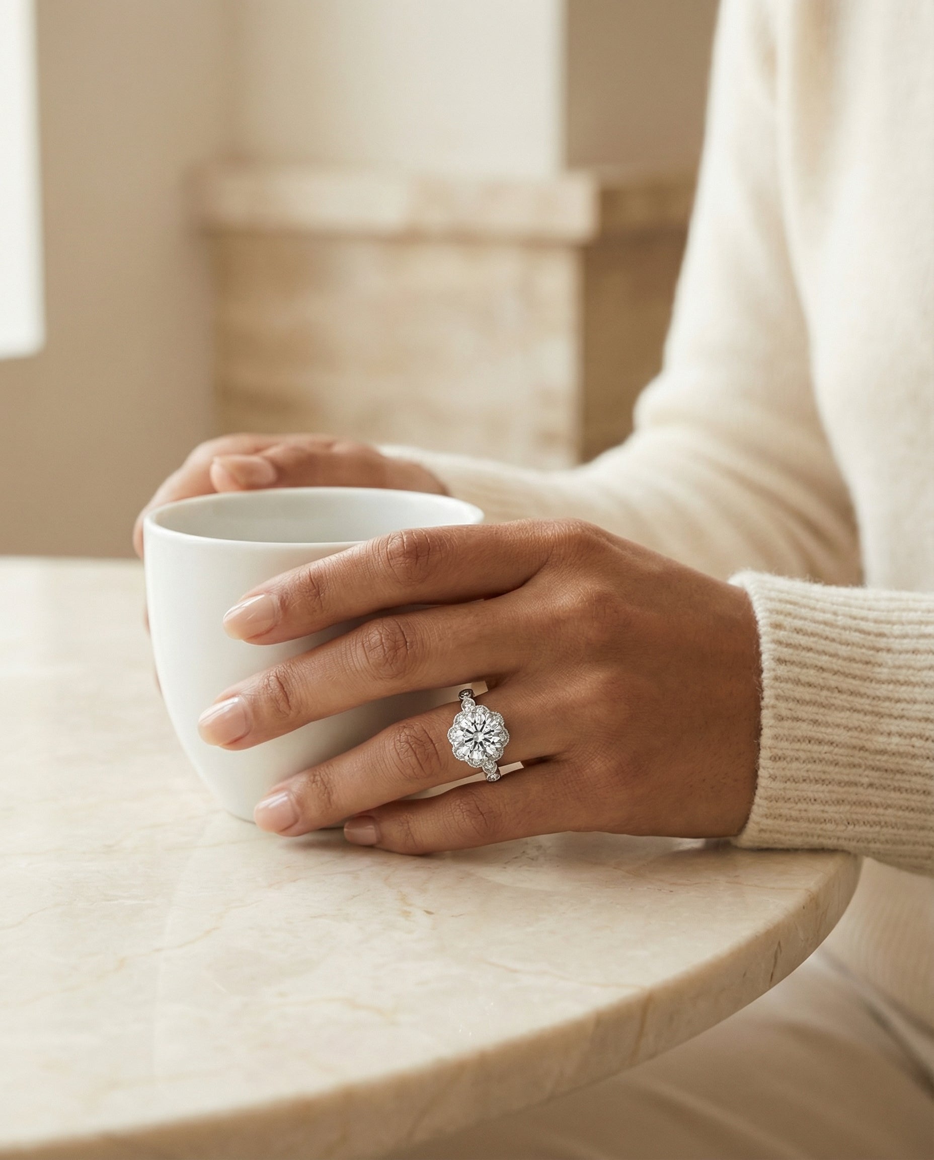 Made to order: The Shania round engagement ring setting in Platinum | RockHer