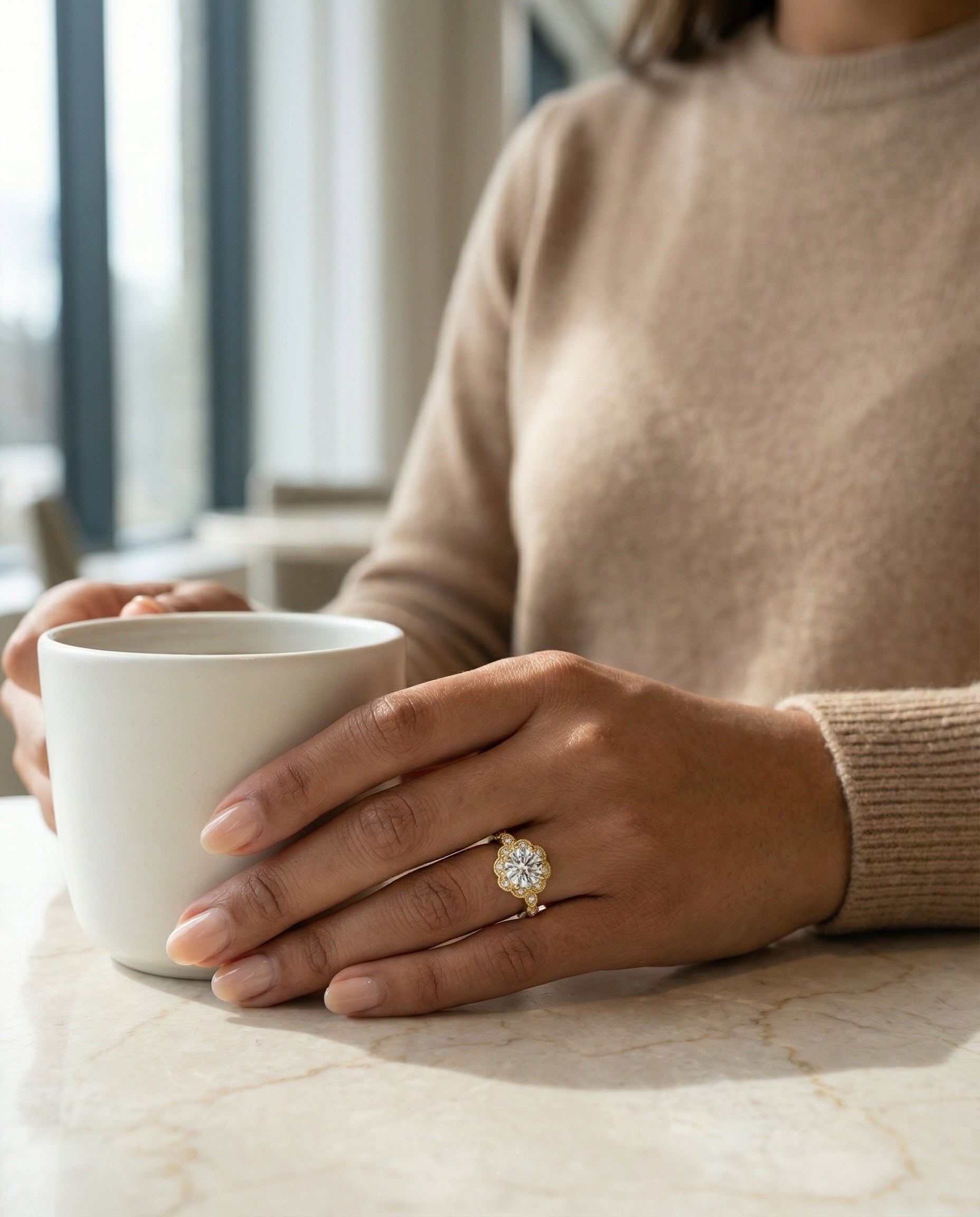 Made to order: The Shania round engagement ring setting in 18K Yellow Gold | RockHer