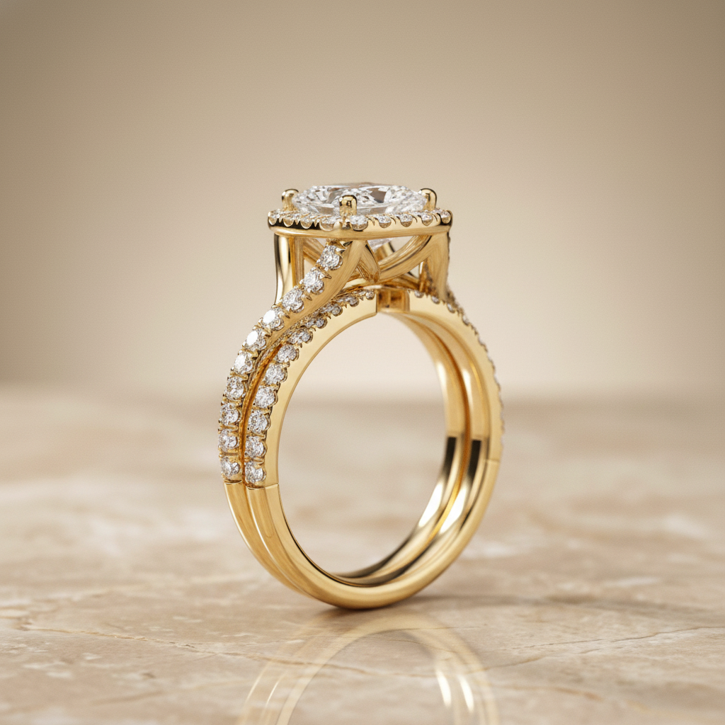 The Bell Matching Wedding Band, Princess in 18K Yellow Gold