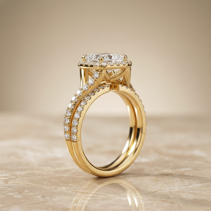The Bell Matching Wedding Band, Princess in 18K Yellow Gold | RockHer