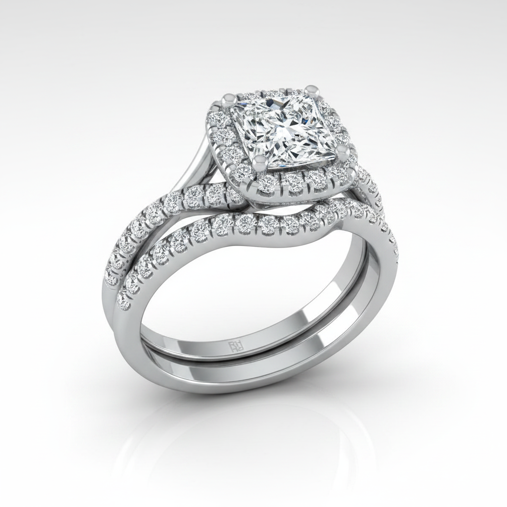 The Bell Matching Wedding Band, Princess in Platinum