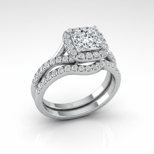 The Bell Matching Wedding Band, Princess in Platinum