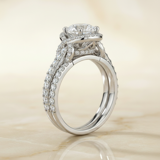 The Bess Matching Wedding Band, Round in 18K White Gold