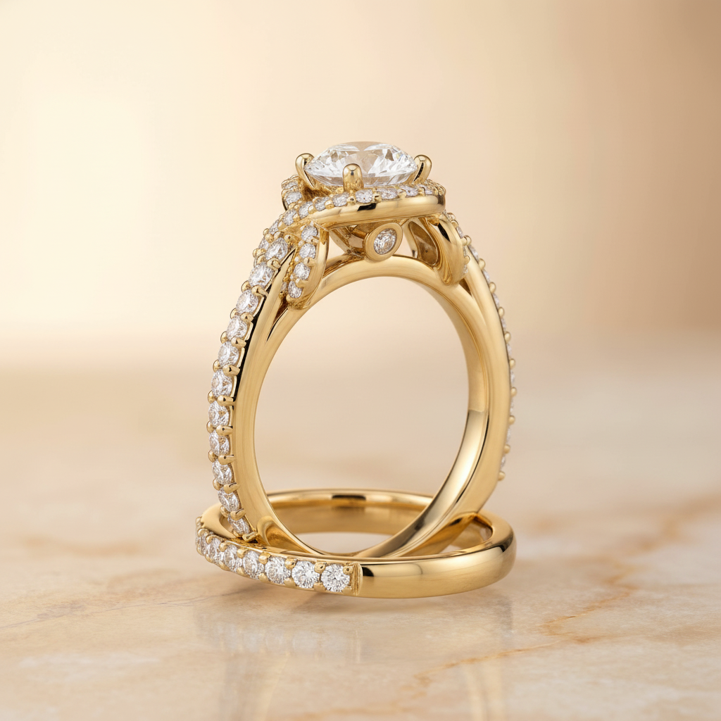 The Bess Matching Wedding Band, Round in 18K Yellow Gold