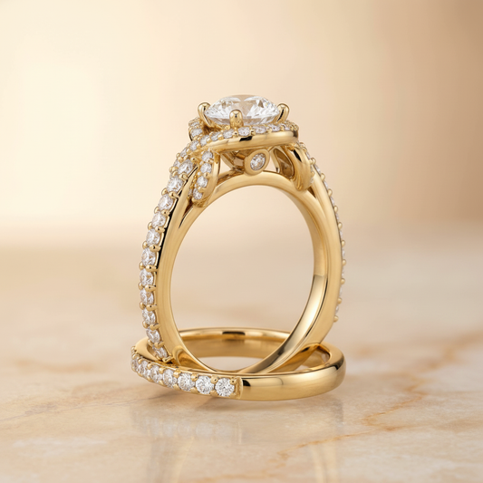 The Bess Matching Wedding Band, Round in 18K Yellow Gold